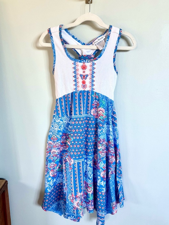 Jona Michelle Other - Jona Michelle Girls Size 8 Blue Floral Boho Midi Dress Embroidered High Low